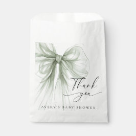 Elegant Sage Green Bow Baby Shower Thank You フェイバーバッグ