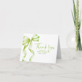 Elegant Sage Green Bow Bridal Shower Thank You サンキューカード