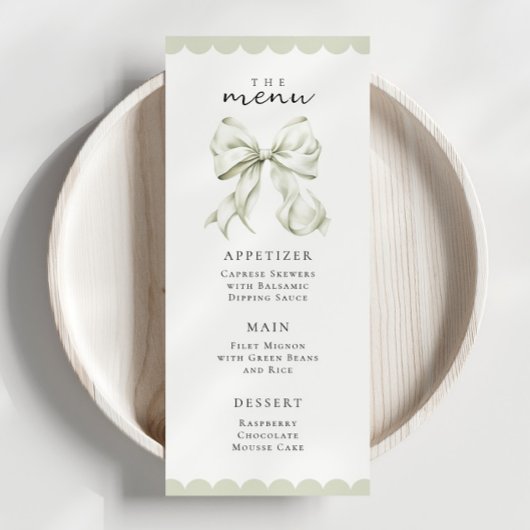 Elegant Sage Green Bow Menu メニュー