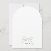 Elegant Sage Green Bow Monogram Arch Wedding 招待状 (裏面)