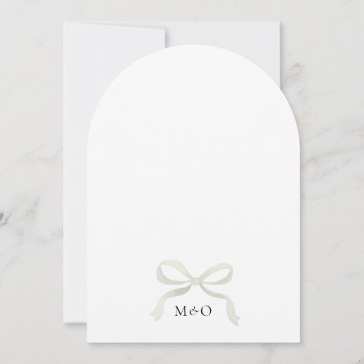 Elegant Sage Green Bow Monogram Arch Wedding 招待状 (裏面)