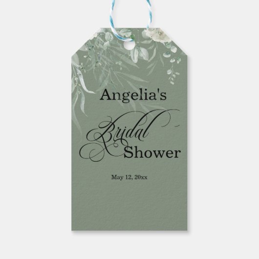 Elegant Sage Green Bridal Shower ギフトタグ (裏面)