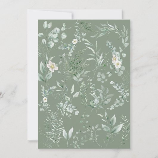 Elegant Sage Green Bridal Shower Invitation 招待状 (裏面)