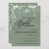 Elegant Sage Green Bridal Shower Invitation 招待状 (正面/裏面)