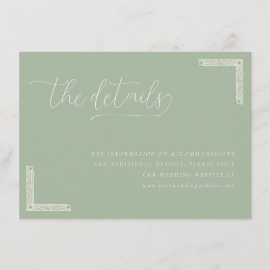 Elegant Sage Green Calligraphy エンクロージャーカード (正面)