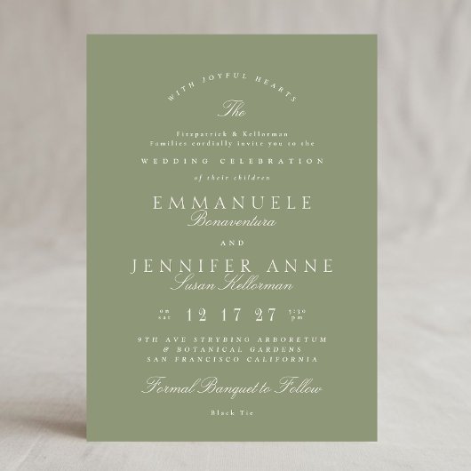Elegant Sage Green Calligraphy Formal The Wedding 招待状