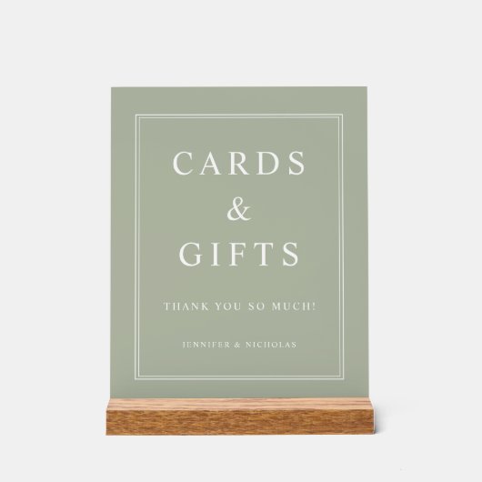 Elegant Sage Green Cards And Gifts Wedding アクリルサイン (正面)