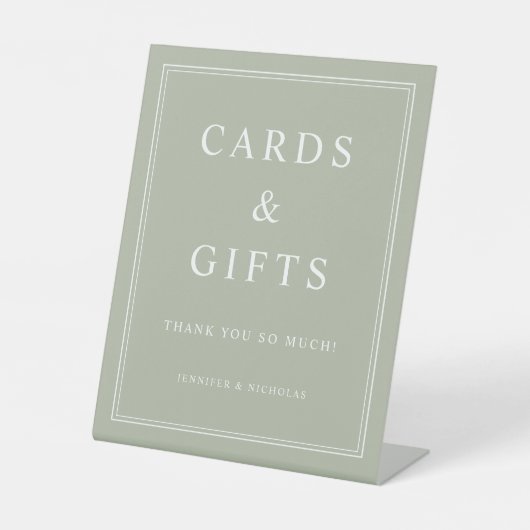 Elegant Sage Green Cards And Gifts Wedding 台座サイン (正面)