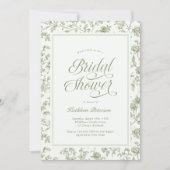 Elegant Sage Green Chinoiserie Bridal Shower 招待状 (正面)