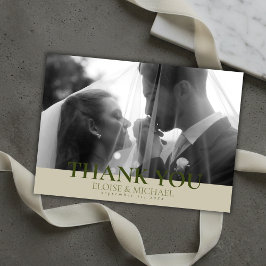 Elegant Sage Green Crest Monogram Wedding サンキューカード