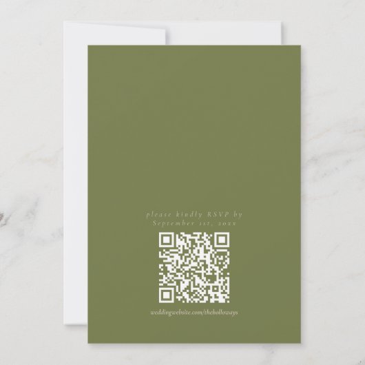 Elegant Sage Green Crest Monogram Wedding 招待状 (裏面)