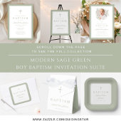 Elegant Sage Green Cross Boy Baptism Welcome アクリルサイン