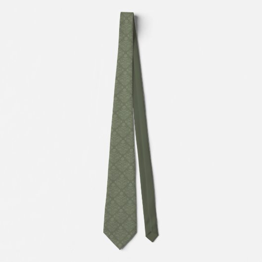 Elegant Sage Green Damask Pattern ネクタイ (正面)