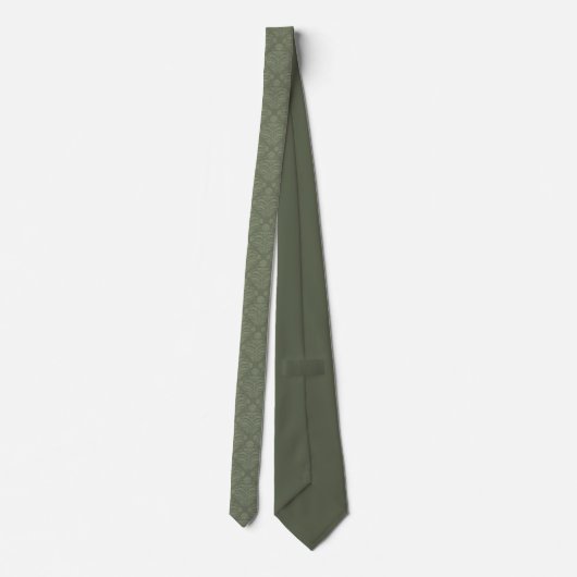 Elegant Sage Green Damask Pattern  ネクタイ (裏面)