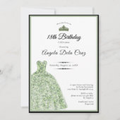 Elegant sage green dress 18th birthday debut 招待状 (正面)