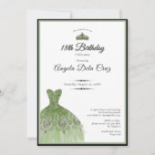 Elegant sage green dress 18th birthday debut invit 招待状 (正面)
