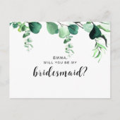 Elegant Sage Green Eucalyptus Foliage Bridesmaid ポストカード (正面)