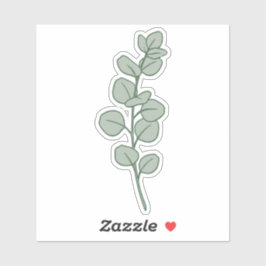 Elegant Sage Green Eucalyptus Minimalist Botanical シール