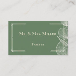 Elegant Sage Green Eucalyptus Wedding Folded Place プレイスカード