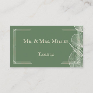 Elegant Sage Green Eucalyptus Wedding Folded Place プレイスカード