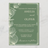 Elegant Sage Green Eucalyptus Wedding Invitation 招待状 (正面)