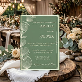 Elegant Sage Green Eucalyptus Wedding Invitation 招待状