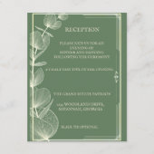 Elegant Sage Green Eucalyptus Wedding Reception エンクロージャーカード (正面)