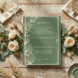 Elegant Sage Green Eucalyptus Wedding Reception エンクロージャーカード