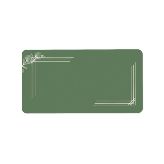 Elegant Sage Green Eucalyptus Wedding Return ラベル (正面)
