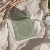 Elegant Sage Green Floral Boho Botanical Wedding 招待状