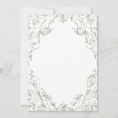 Elegant Sage Green Floral Frame Bridal Shower 招待状 (裏面)