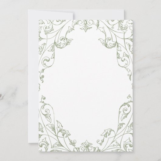 Elegant Sage Green Floral Frame Bridal Shower 招待状 (裏面)