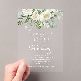 Elegant Sage Green Floral Garden Outdoor Wedding  アクリル招待状
