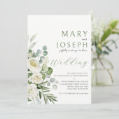 Elegant Sage Green Floral Garden Outdoor Wedding  招待状 (スタンド正面)