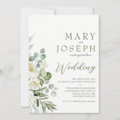 Elegant Sage Green Floral Garden Outdoor Wedding  招待状 (正面)