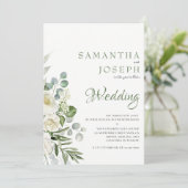 Elegant Sage Green Floral Garden Outdoor Wedding  招待状 (スタンド正面)