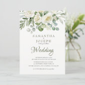 Elegant Sage Green Floral Garden Outdoor Wedding 招待状 (スタンド正面)