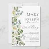 Elegant Sage Green Floral Garden Outdoor Wedding  招待状 (正面)