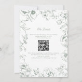 Elegant Sage Green Floral Garden QR Code Wedding 招待状 (裏面)