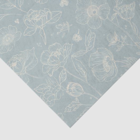 Elegant Sage Green Floral Gift 薄葉紙 (詳細)