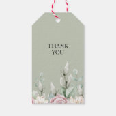 Elegant Sage Green Floral Heart wedding sticker ギフトタグ (裏面)