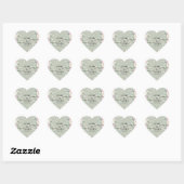 Elegant Sage Green Floral Heart wedding sticker ハートシール (シート)