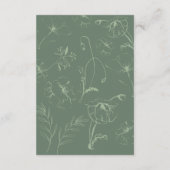 Elegant Sage Green Floral Line Art QR Code Wedding エンクロージャーカード (裏面)