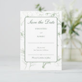 Elegant Sage Green Floral Line Art Wedding セーブザデート (スタンド正面)