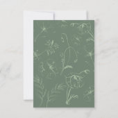 Elegant Sage Green Floral Line Art Wedding セーブザデート (裏面)