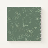 Elegant Sage Green Floral Line Art Wedding Planner ノートブック (裏面)