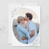 Elegant Sage Green Floral Monogram Photo Wedding 招待状 (裏面)