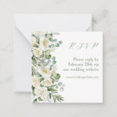Elegant Sage Green Floral Outdoor Wedding RSVP ノートカード (正面)