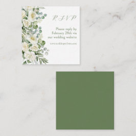 Elegant Sage Green Floral Outdoor Wedding RSVP ノートカード