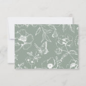 Elegant Sage Green Floral QR Code Wedding RSVP  (裏面)